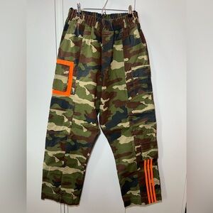 Ivy Park X Adidas Canvas Camouflage Cargo Pants with Orange Accents SIZE S